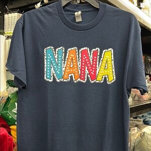 Gildan Blue Short Sleeve Tee with Colorful NANA Design